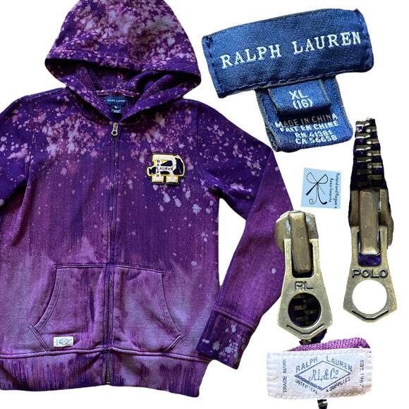 Ralph Lauren Cheer Letterman Zip-up Hoodie Kids Sz XL (16) - Picture 1 of 8